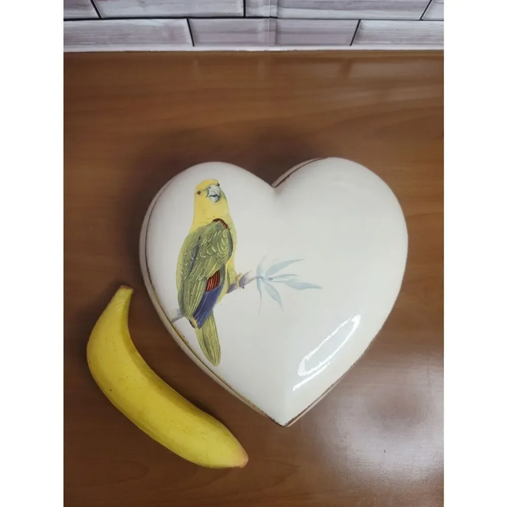 Large Heart Shaped Porcelain Trinket Box